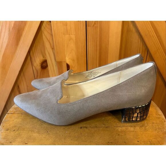 Anne Klein AK IFlex Size 8M Heels Slip-On Shoes Beige/Gray - Picture 3 of 8